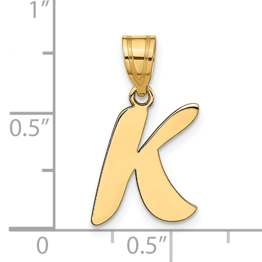 14k Polished Script Letter K Initial Pendant-YC1438K