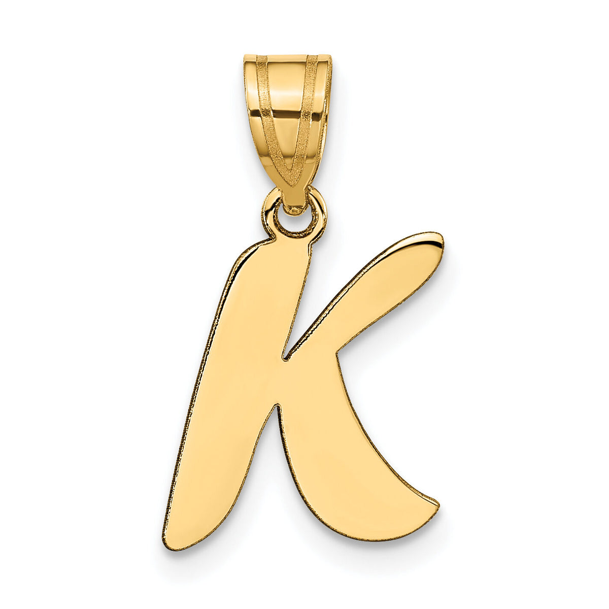 14k Polished Script Letter K Initial Pendant-YC1438K