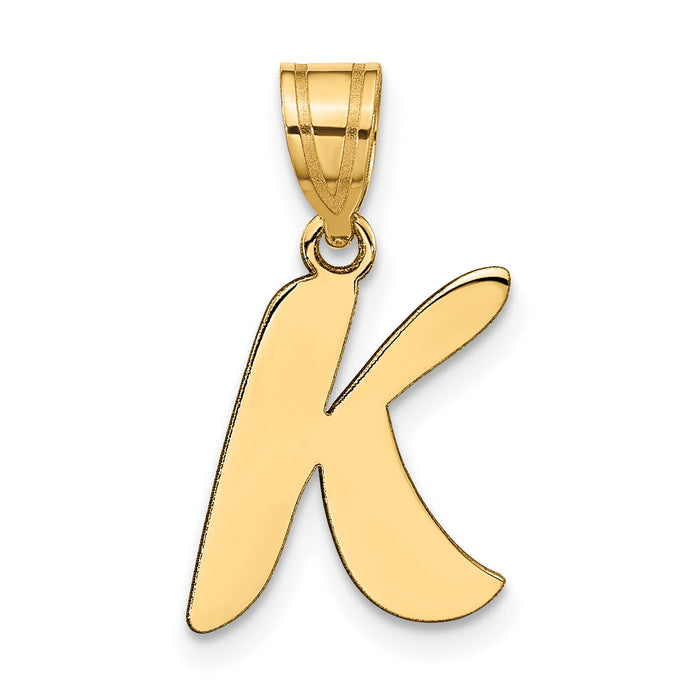 14k Polished Script Letter K Initial Pendant-YC1438K