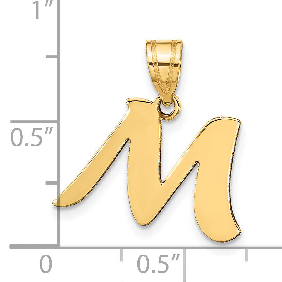 14k Polished Script Letter M Initial Pendant-YC1438M