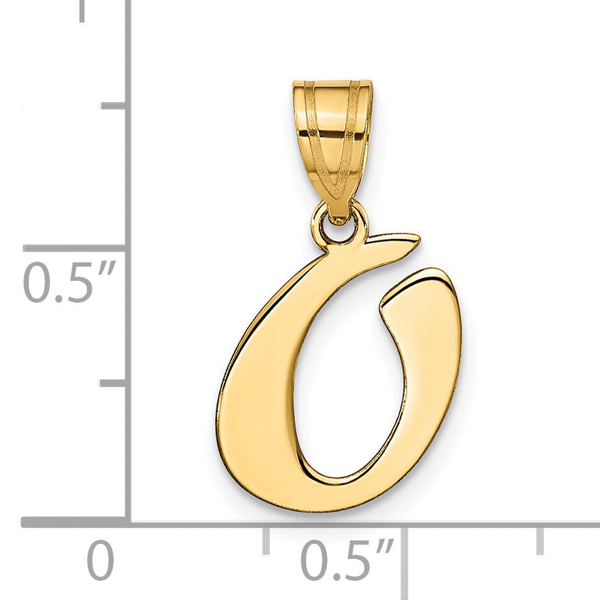 14k Polished Script Letter O Initial Pendant-YC1438O