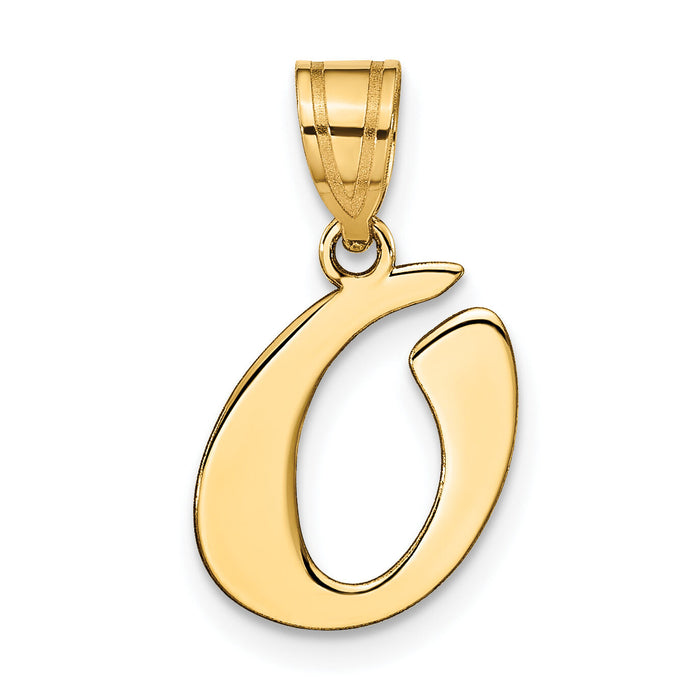 14k Polished Script Letter O Initial Pendant-YC1438O