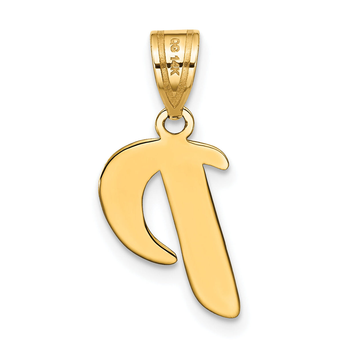 14k Polished Script Letter P Initial Pendant-YC1438P