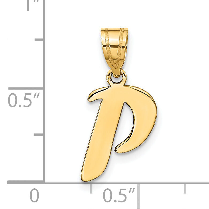 14k Polished Script Letter P Initial Pendant-YC1438P