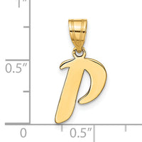 14k Polished Script Letter P Initial Pendant-YC1438P