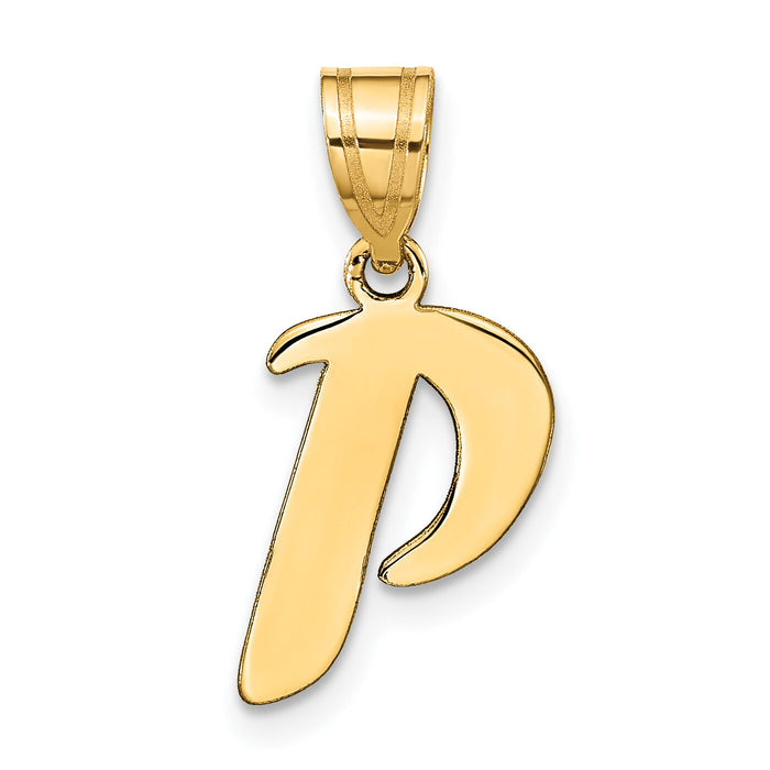 14k Polished Script Letter P Initial Pendant-YC1438P