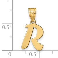 14k Polished Script Letter R Initial Pendant-YC1438R