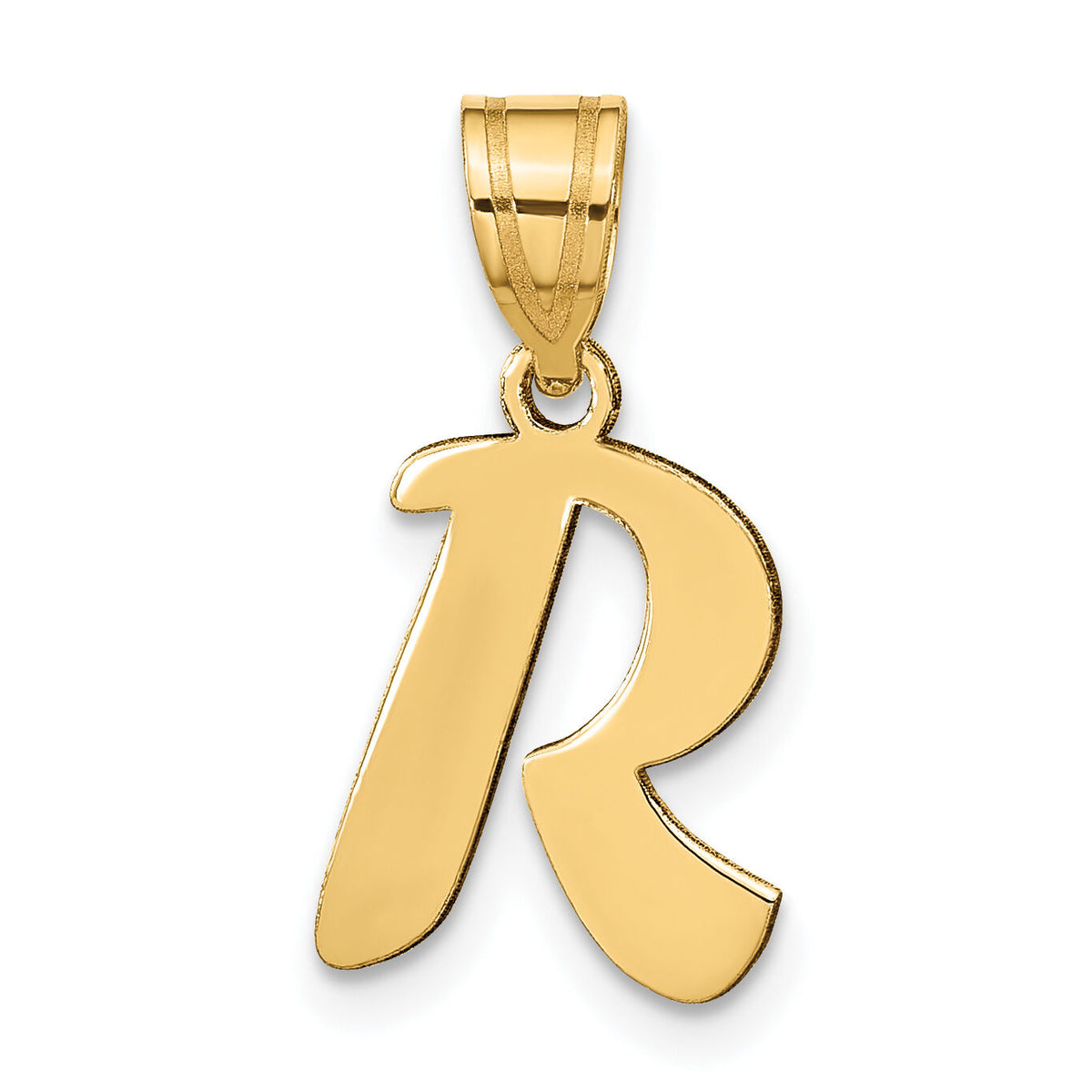 14k Polished Script Letter R Initial Pendant-YC1438R