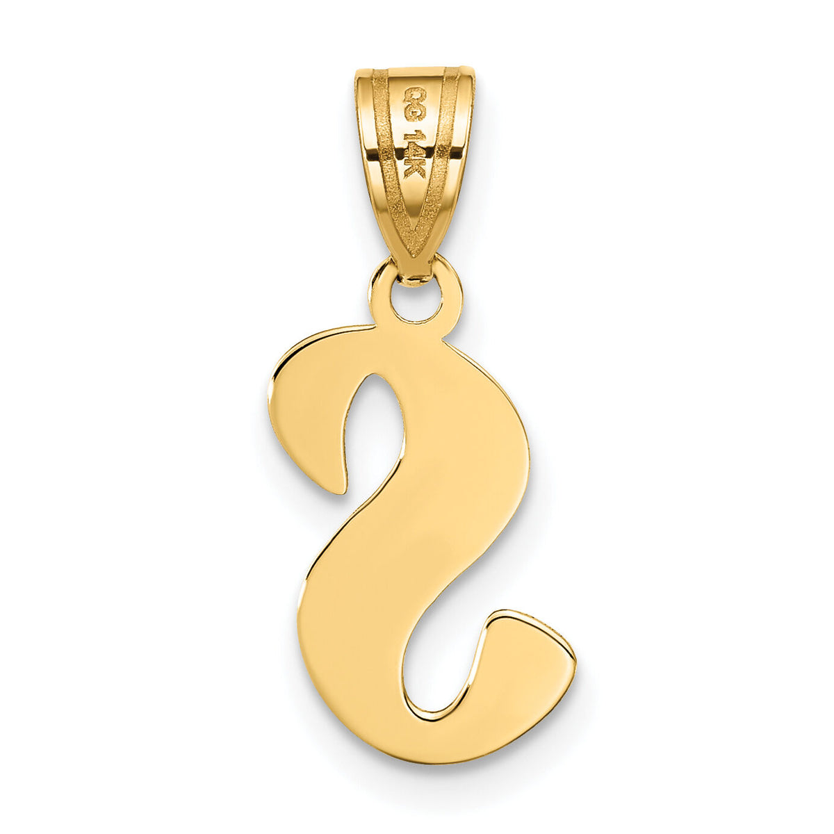 14k Polished Script Letter S Initial Pendant-YC1438S