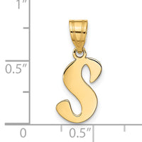 14k Polished Script Letter S Initial Pendant-YC1438S