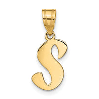 14k Polished Script Letter S Initial Pendant-YC1438S