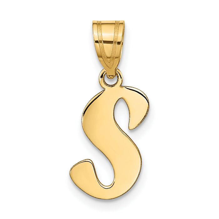 14k Polished Script Letter S Initial Pendant-YC1438S
