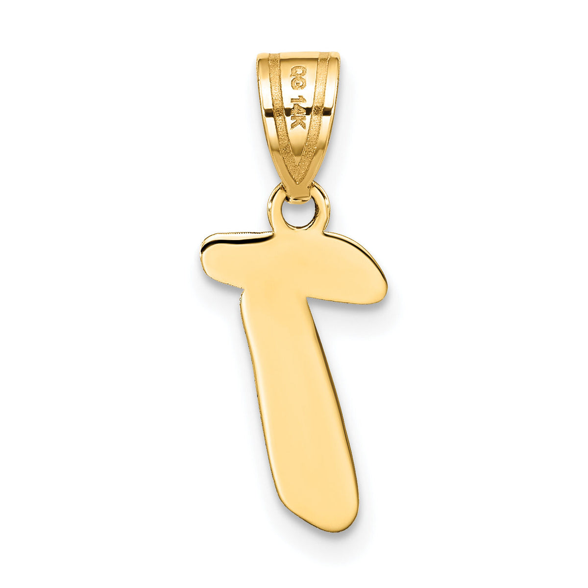 14k Polished Script Letter T Initial Pendant-YC1438T