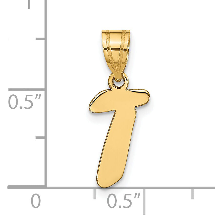 14k Polished Script Letter T Initial Pendant-YC1438T