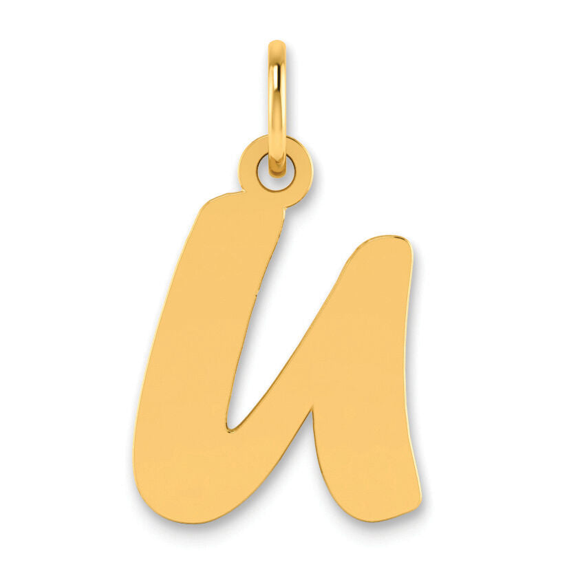 14k Polished Script Letter U Initial Pendant-YC1438U