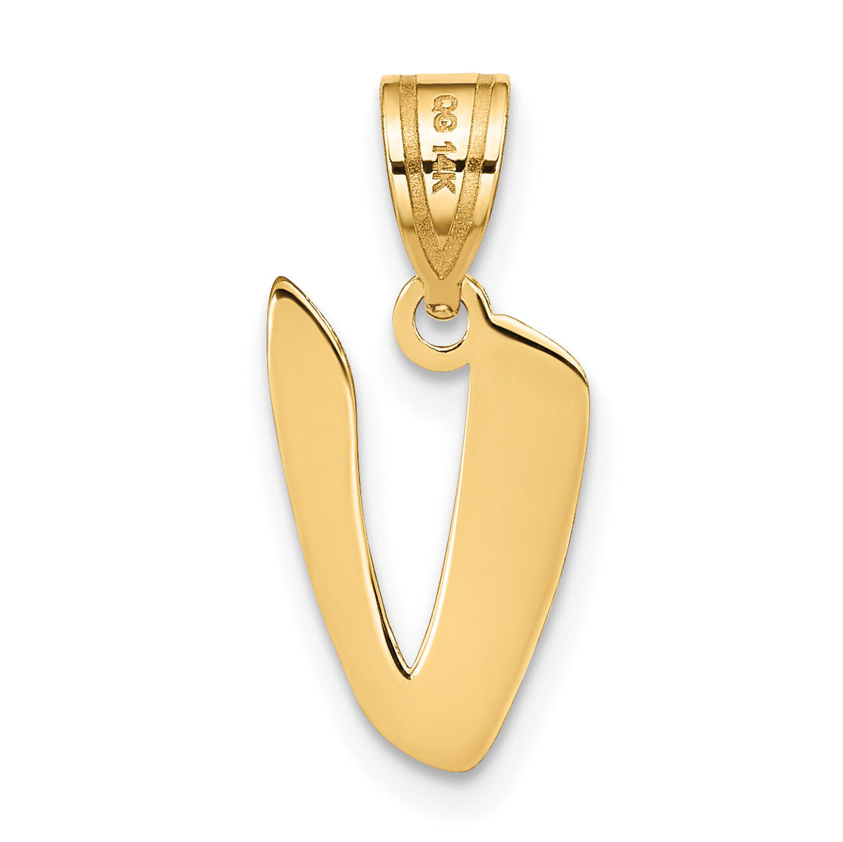 14k Polished Script Letter V Initial Pendant-YC1438V