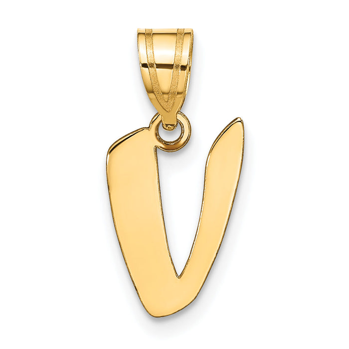 14k Polished Script Letter V Initial Pendant-YC1438V