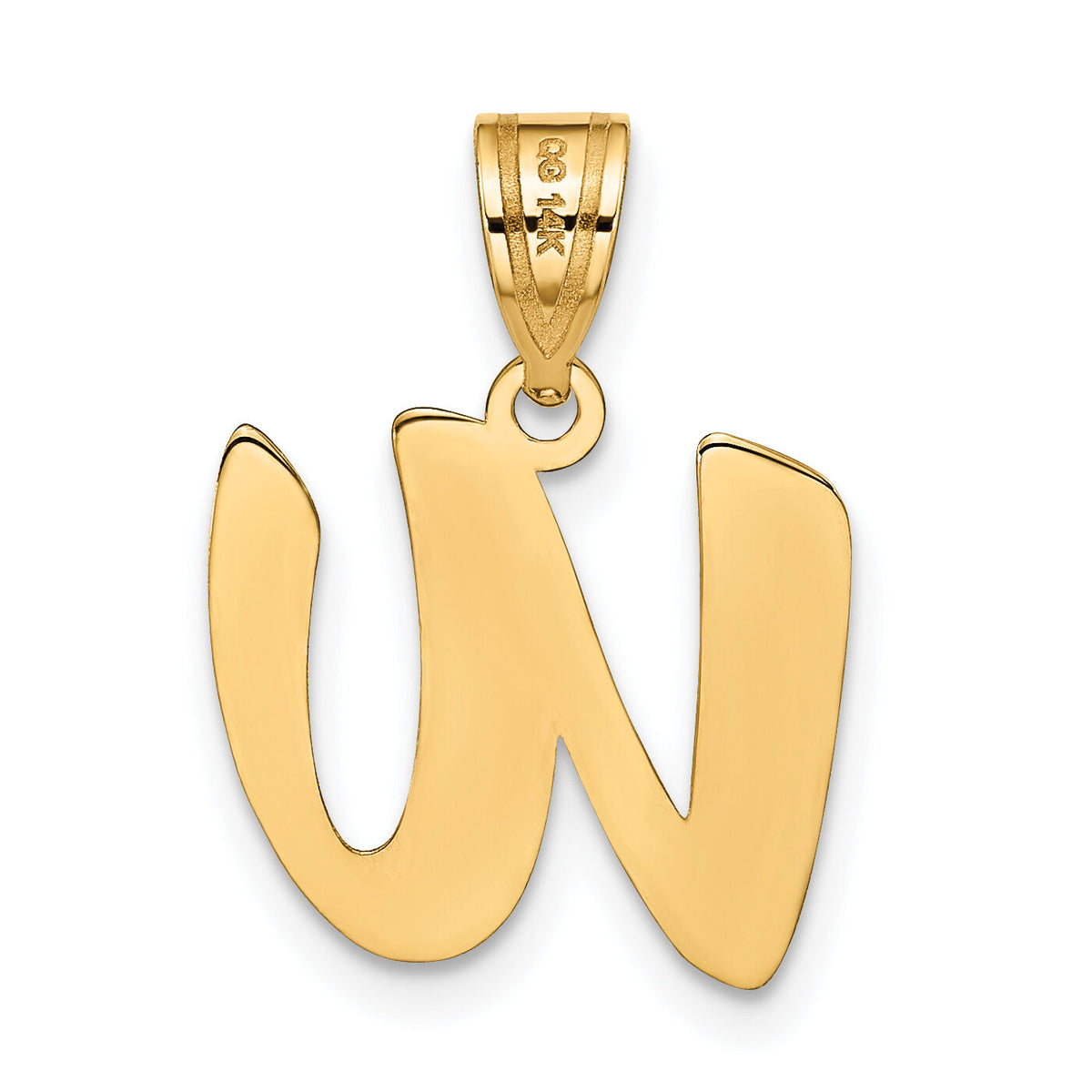 14k Polished Script Letter W Initial Pendant-YC1438W