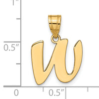 14k Polished Script Letter W Initial Pendant-YC1438W