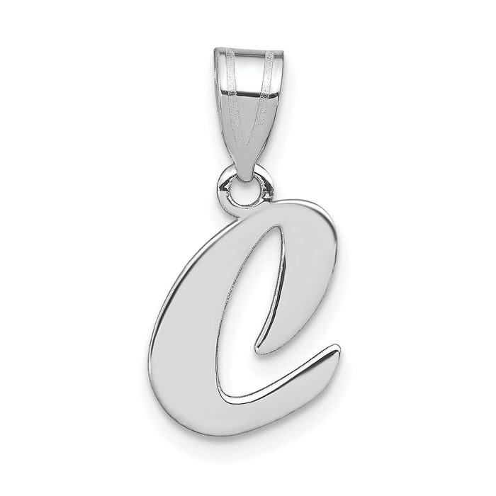 14kw Polished Script Letter C Initial Pendant-YC1438WC