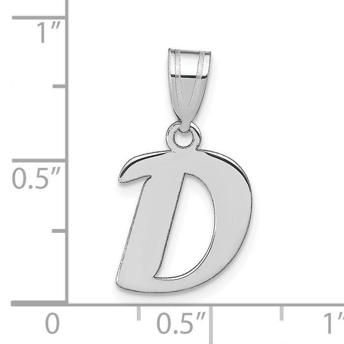 14kw Polished Script Letter D Initial Pendant-YC1438WD