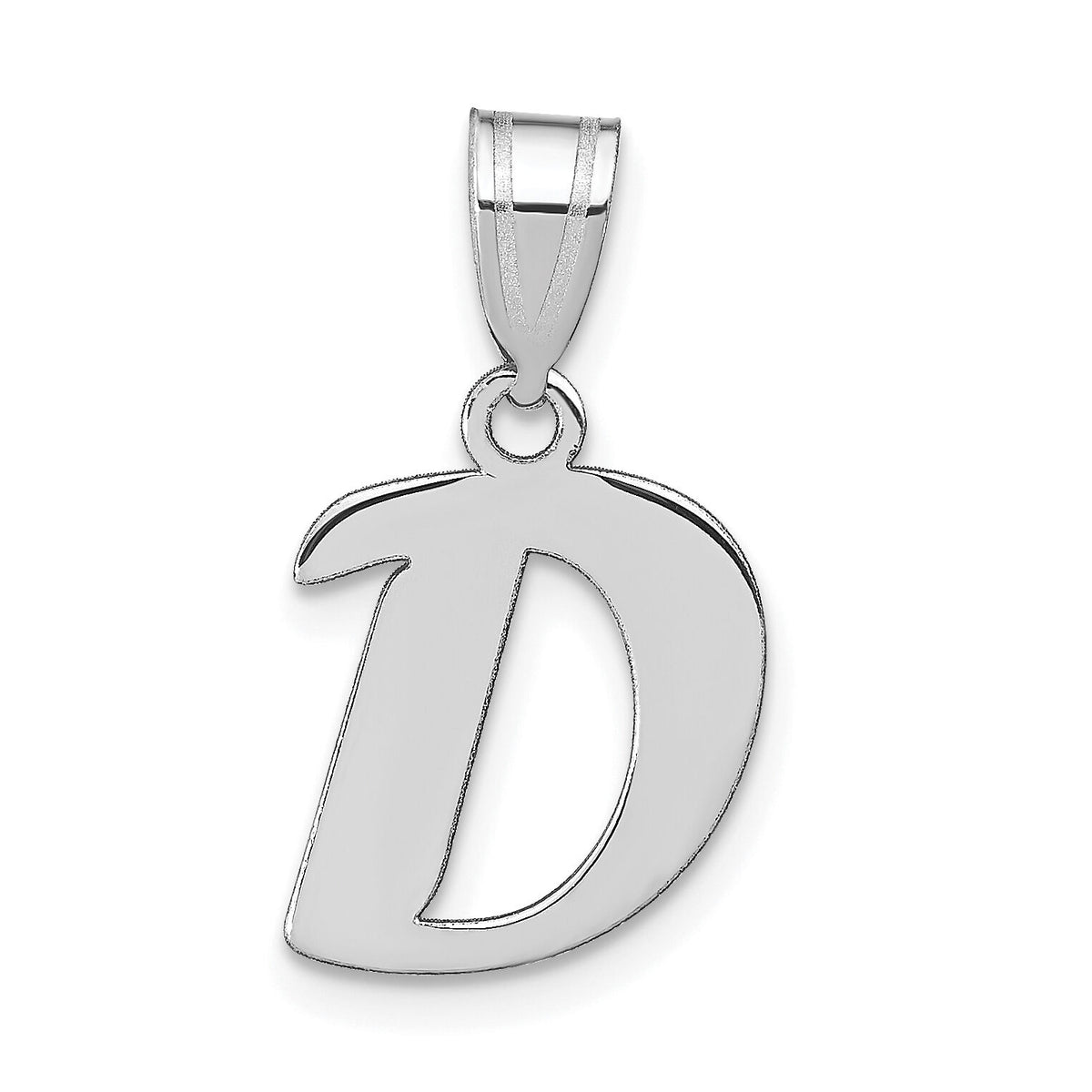 14kw Polished Script Letter D Initial Pendant-YC1438WD