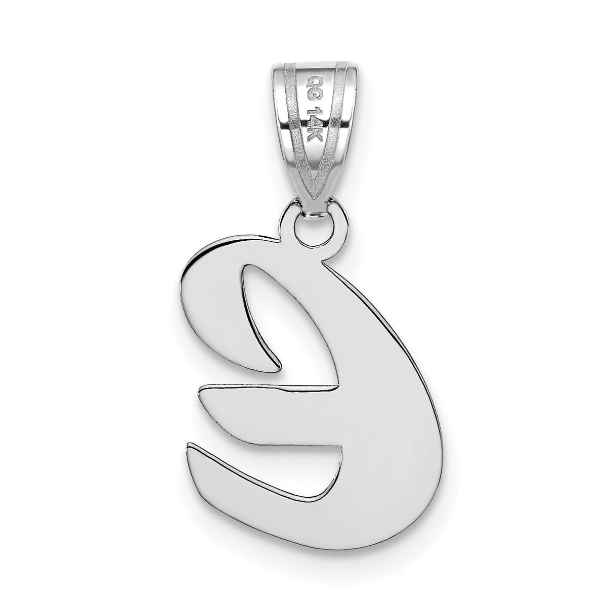 14kw Polished Script Letter E Initial Pendant-YC1438WE