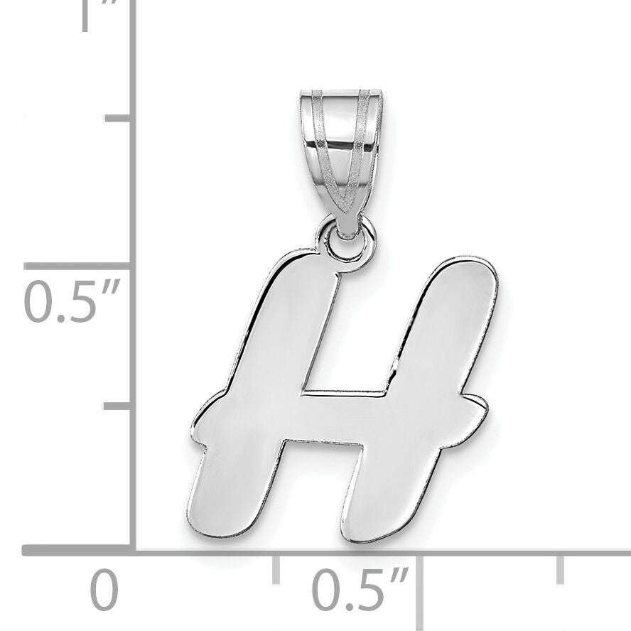 14kw Polished Script Letter H Initial Pendant-YC1438WH