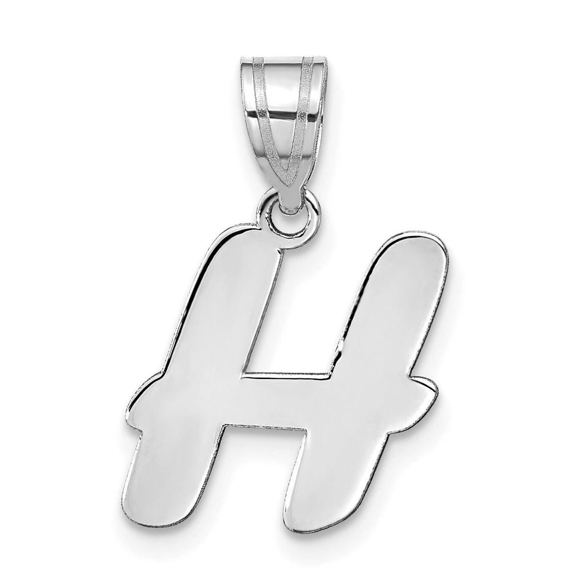 14kw Polished Script Letter H Initial Pendant-YC1438WH