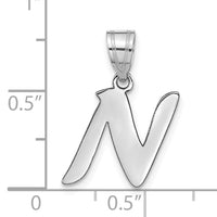 14kw Polished Script Letter N Initial Pendant-YC1438WN