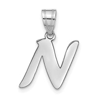 14kw Polished Script Letter N Initial Pendant-YC1438WN