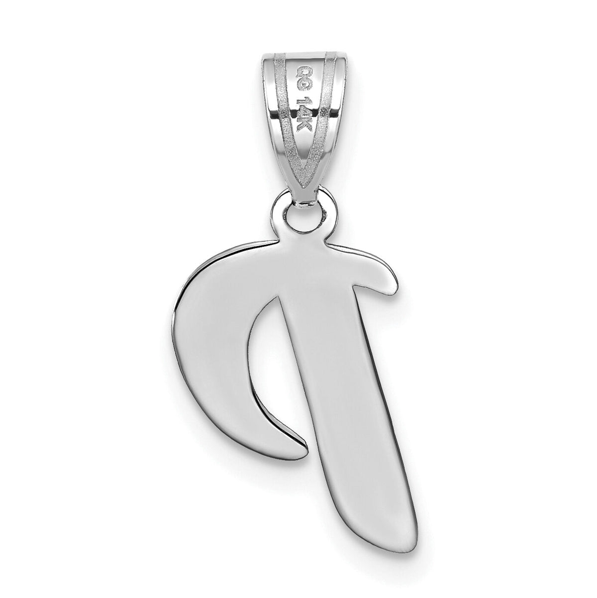 14kw Polished Script Letter P Initial Pendant-YC1438WP