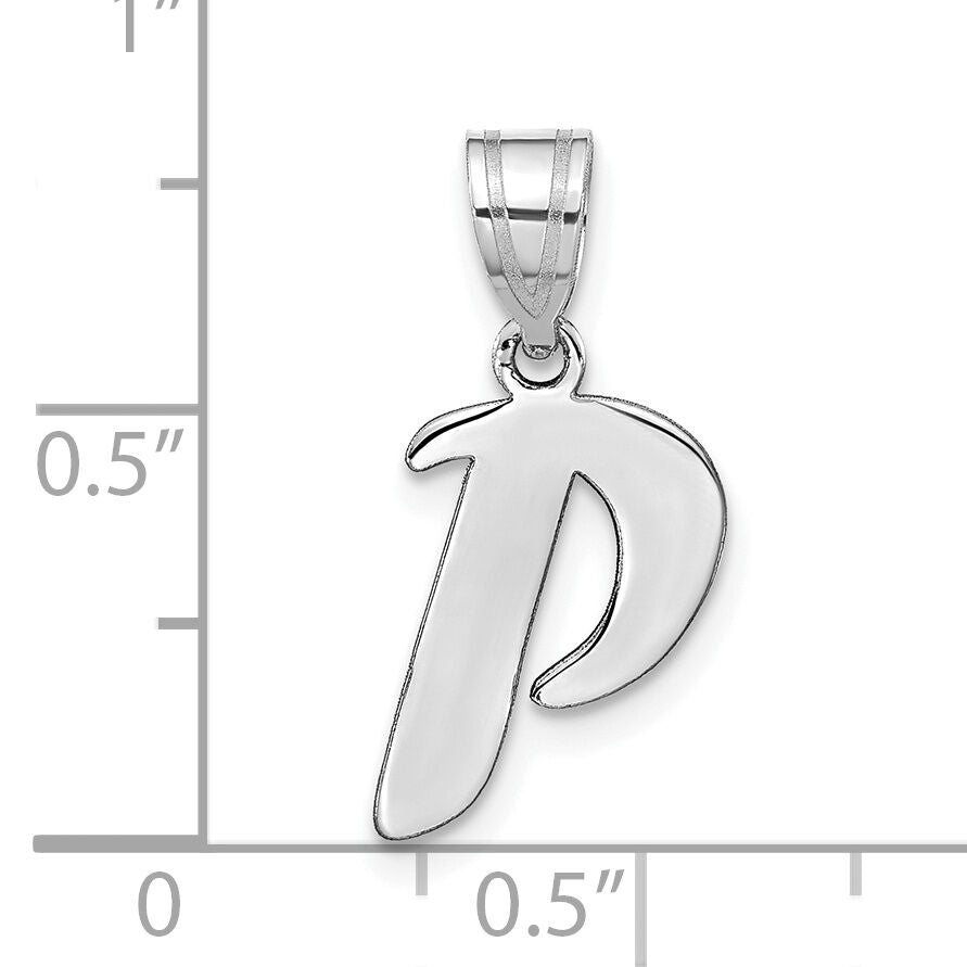 14kw Polished Script Letter P Initial Pendant-YC1438WP