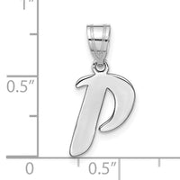 14kw Polished Script Letter P Initial Pendant-YC1438WP
