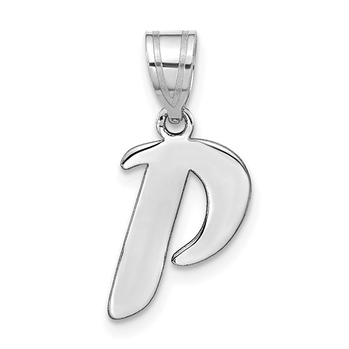 14kw Polished Script Letter P Initial Pendant-YC1438WP