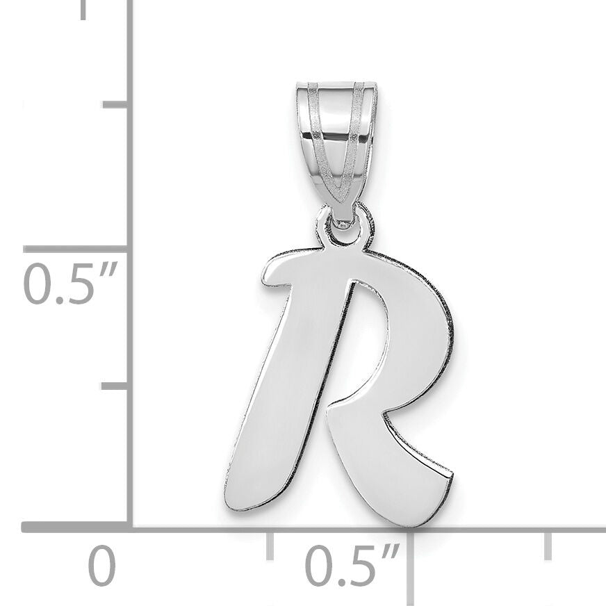 14kw Polished Script Letter R Initial Pendant-YC1438WR