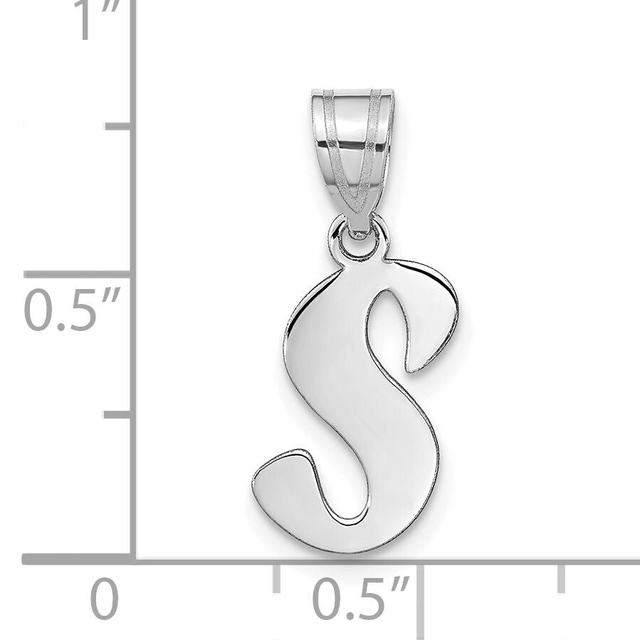 14kw Polished Script Letter S Initial Pendant-YC1438WS