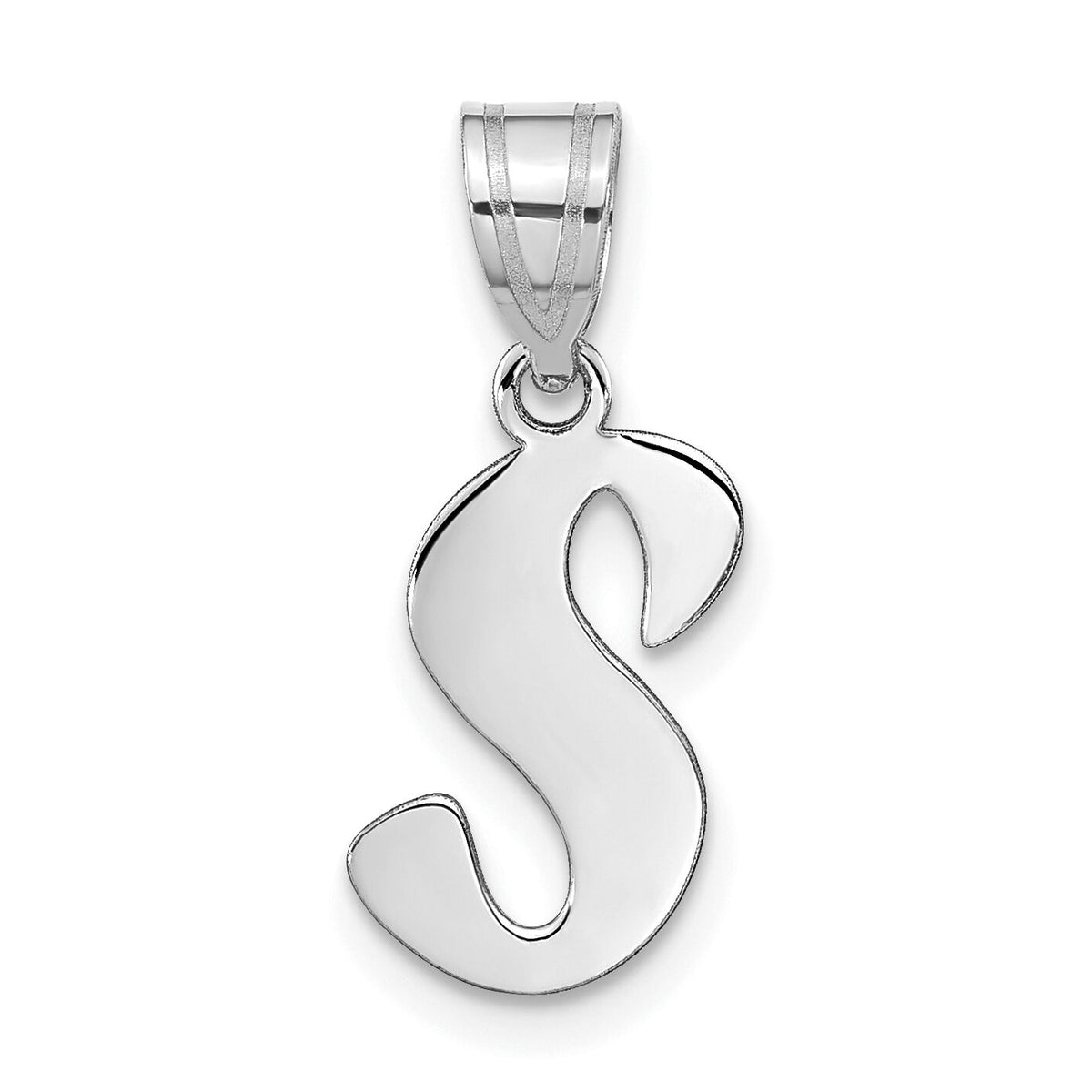 14kw Polished Script Letter S Initial Pendant-YC1438WS