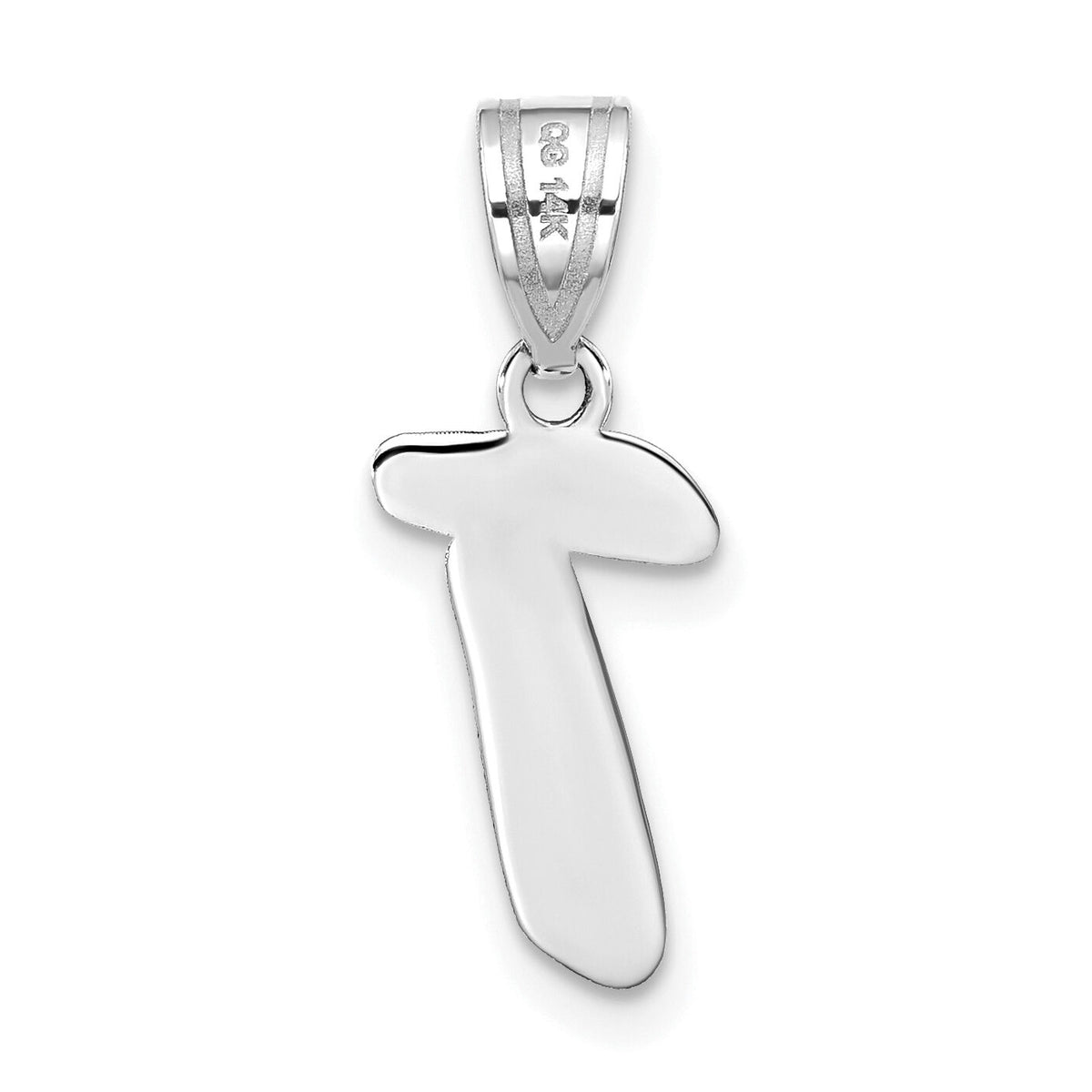 14kw Polished Script Letter T Initial Pendant-YC1438WT