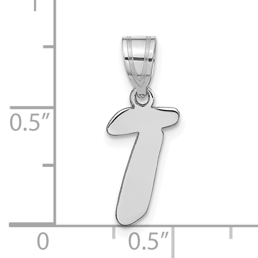 14kw Polished Script Letter T Initial Pendant-YC1438WT