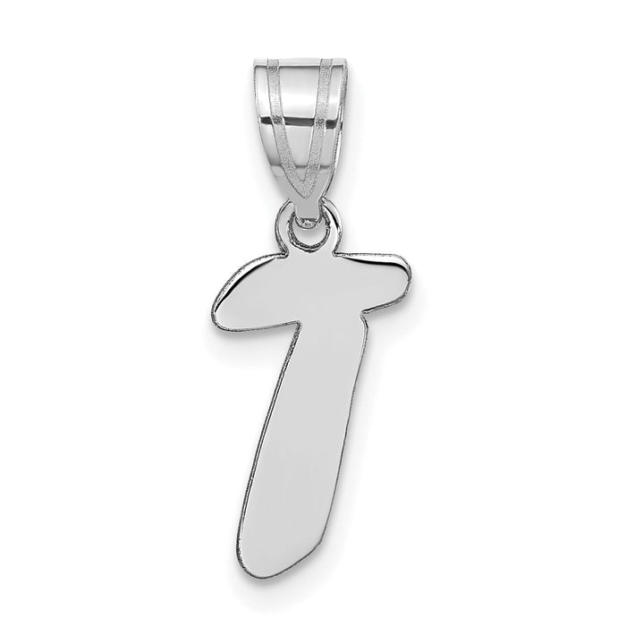 14kw Polished Script Letter T Initial Pendant-YC1438WT