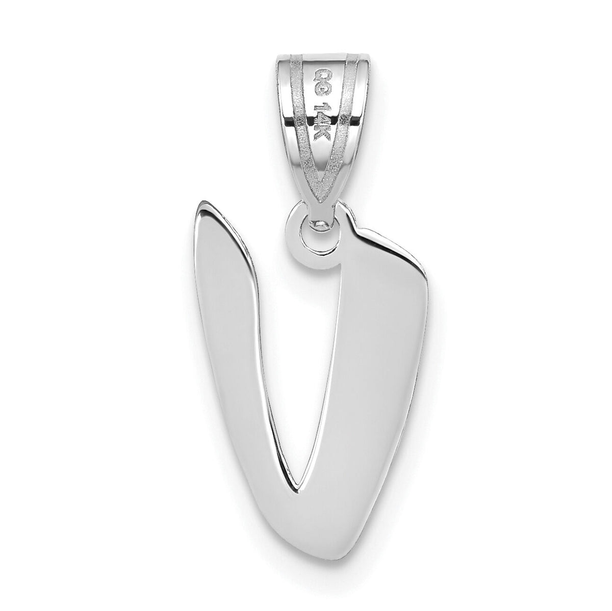 14kw Polished Script Letter V Initial Pendant-YC1438WV