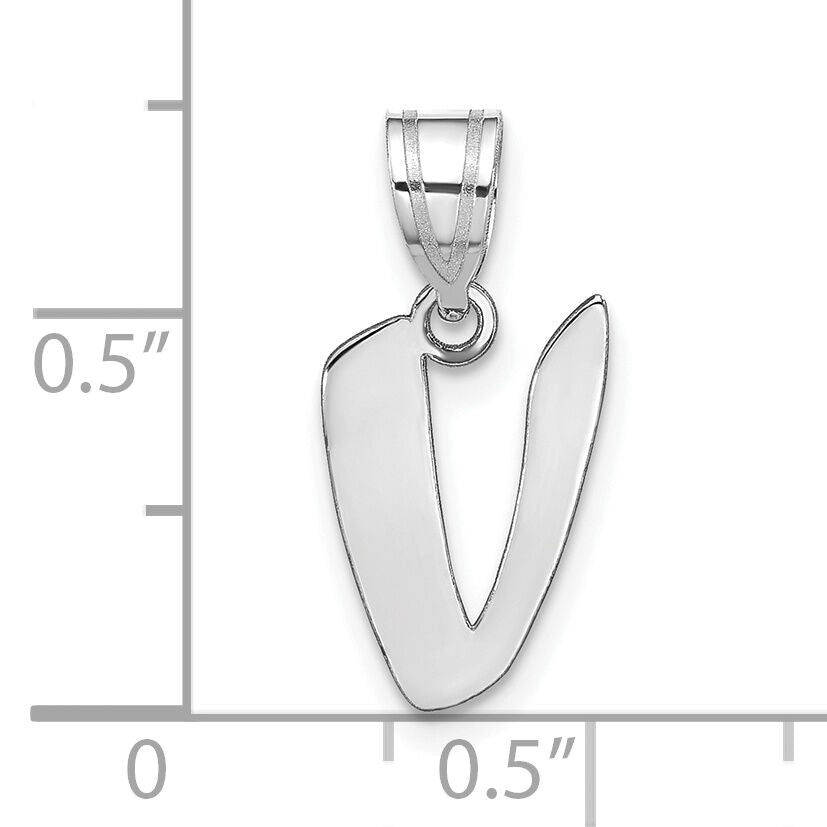 14kw Polished Script Letter V Initial Pendant-YC1438WV