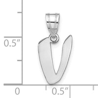 14kw Polished Script Letter V Initial Pendant-YC1438WV