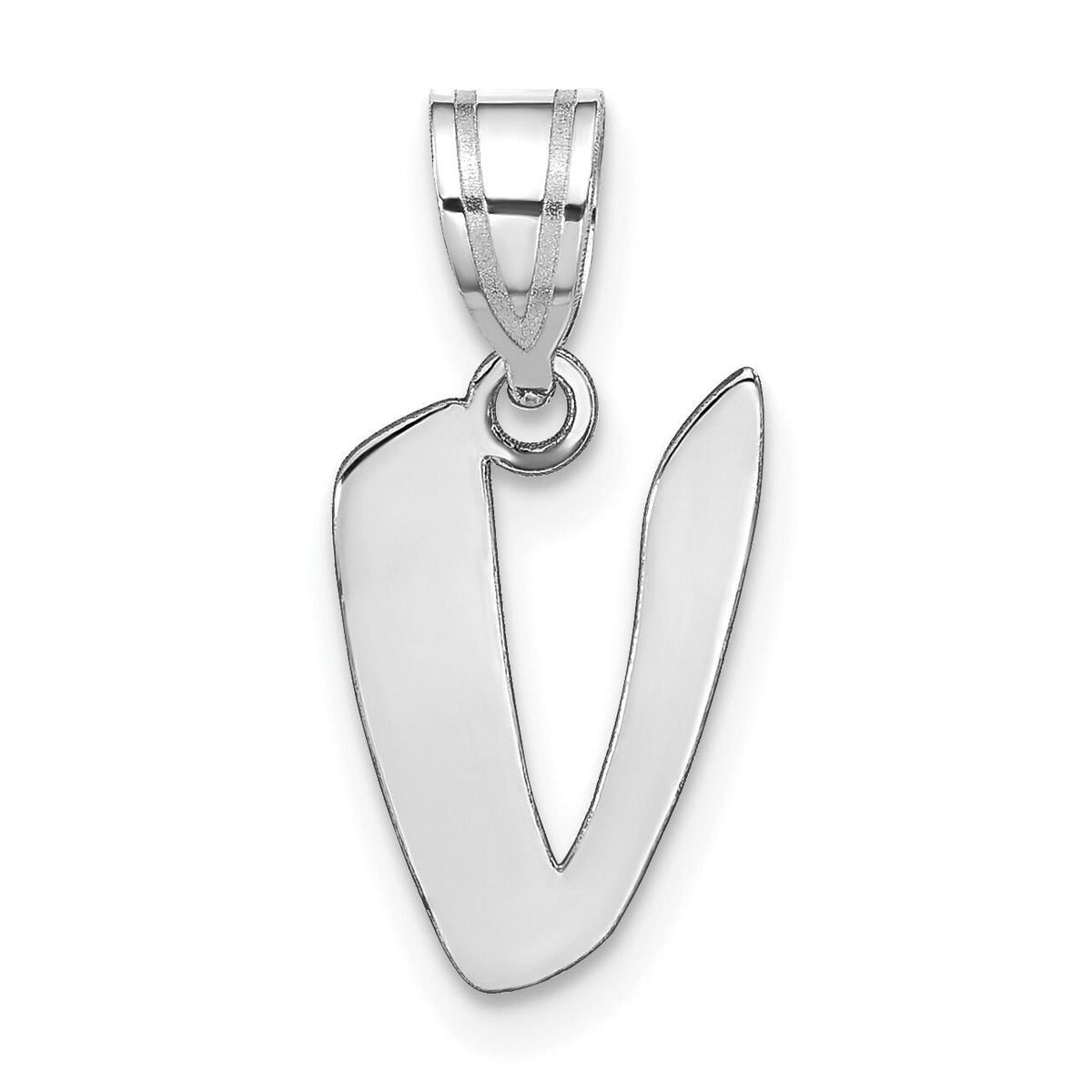 14kw Polished Script Letter V Initial Pendant-YC1438WV