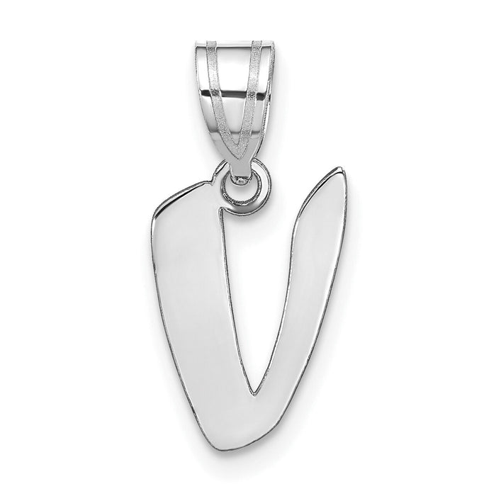 14kw Polished Script Letter V Initial Pendant-YC1438WV