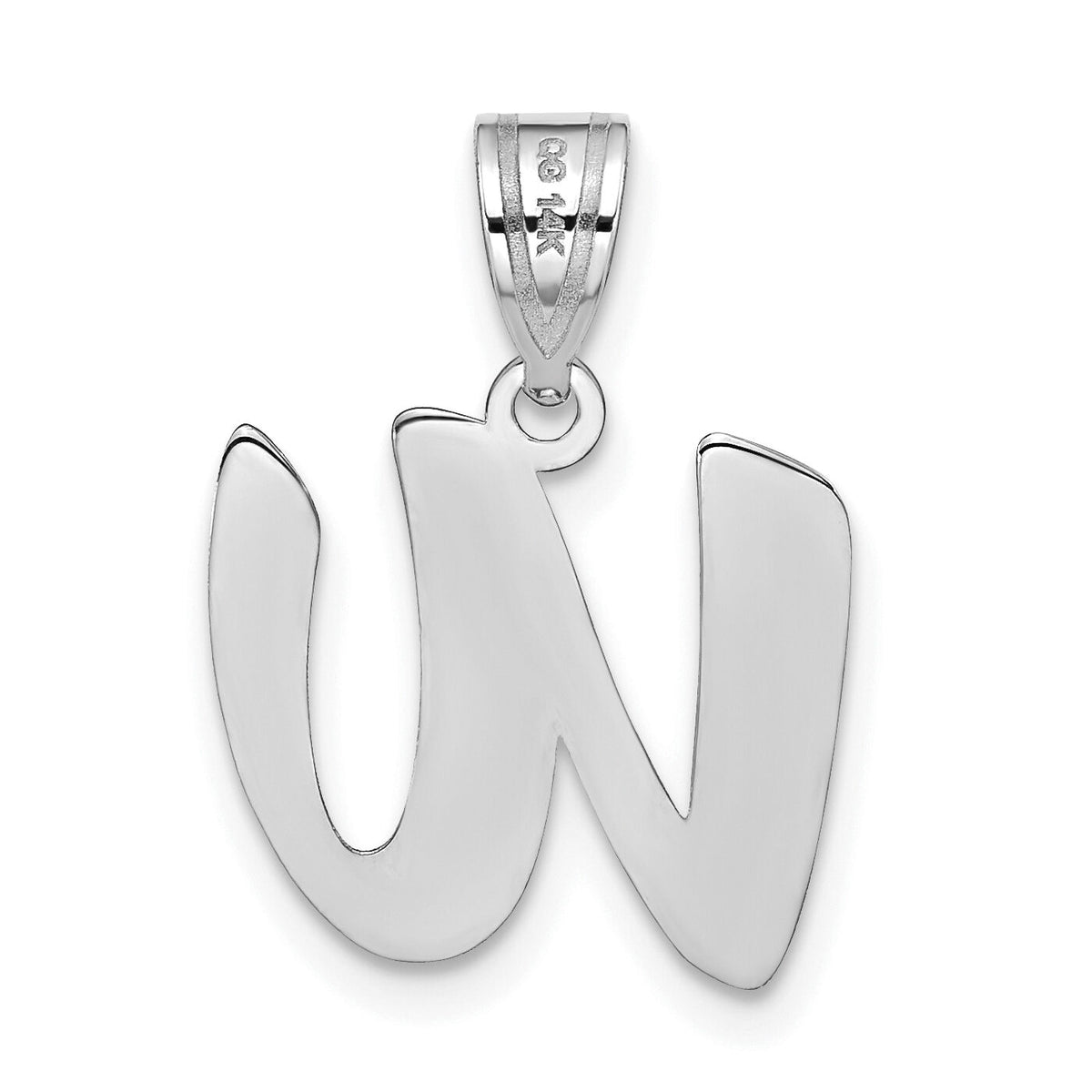 14kw Polished Script Letter W Initial Pendant-YC1438WW