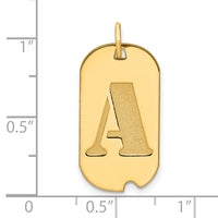 14k Polished Letter A Initial Dog Tag Pendant-YC1439A