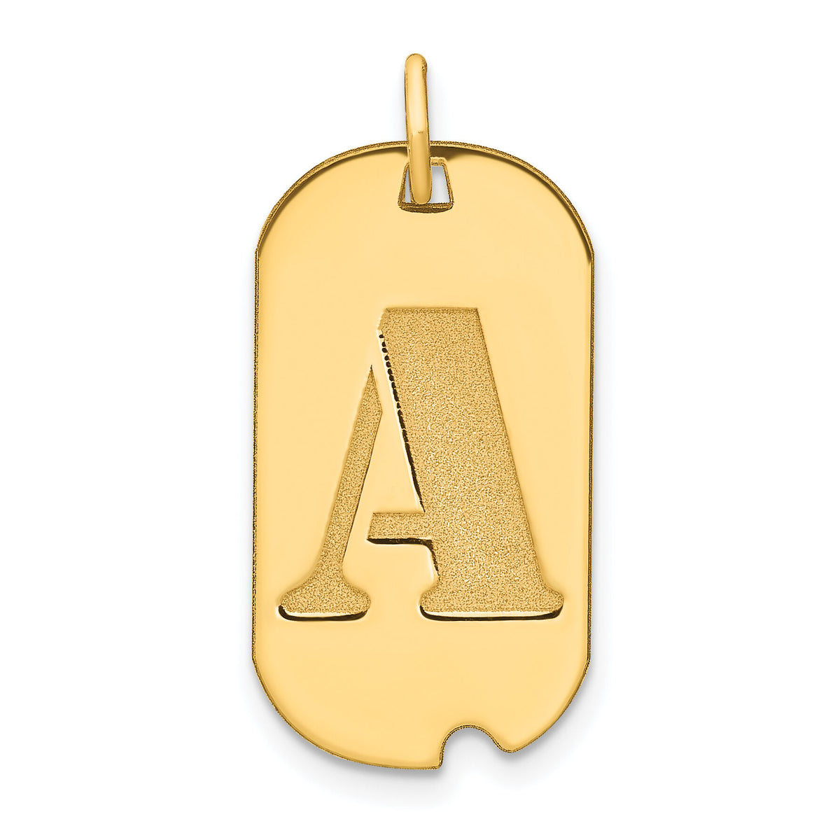 14k Polished Letter A Initial Dog Tag Pendant-YC1439A