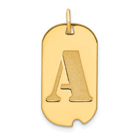 14k Polished Letter A Initial Dog Tag Pendant-YC1439A
